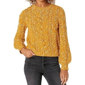 Goodthreads chunky cable knit mustard color popcorn Stitch Crewneck Sweater XL